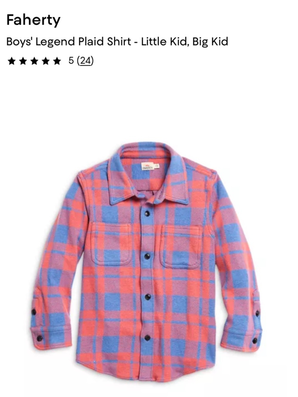 FAHERTY Legend Plaid Shirt. 4T.